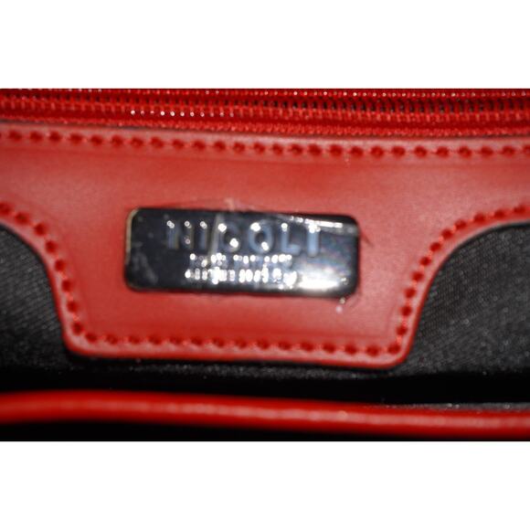 Nicoli Made in Italy Red Genuine Leather Structured Satchel Top Handle Bag - Picture 4 of 10